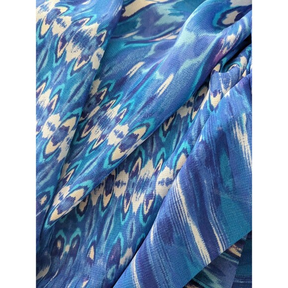 Charlie Jade Dress Womens sz S Sleeveless Maxi Blue Watercolor Faux Wrap Chiffon - Picture 15 of 16